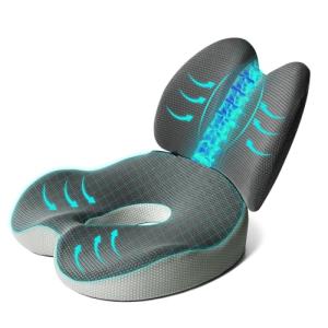 2 en 1 Cojín de asiento y almohada de apoyo lumbar, cojín e…