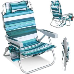 Homecall Silla de playa plegable, ligera, respaldo ajustabl…