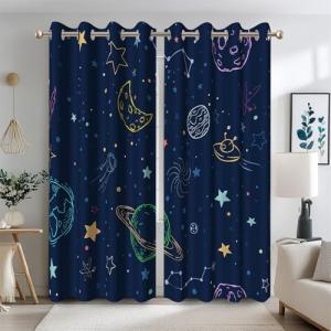 Ttincceer Cortinas opacas de color azul marino, diseño de d…