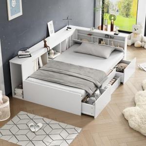 Moimhear Cama individual, cama infantil multifuncional con…