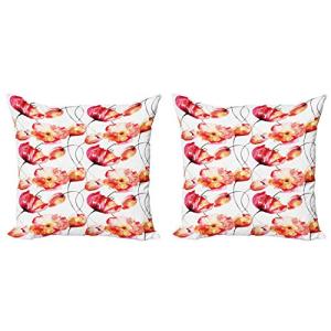 ABAKUHAUS Primavera Set de 2 Fundas para Cojín, Amapola Tul…