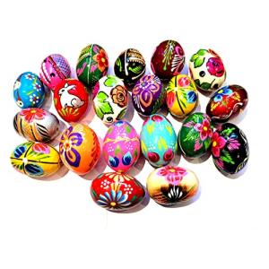 Wooden World - Juego de 5 huevos de Pascua de madera pintad…