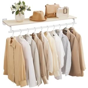 SONGMICS Perchero de Pared, Estante de Pared con Barra para…