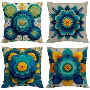 Azul Cojines Exterior Impermeable Lino Fundas Cojines 80x80…