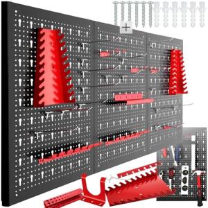 tectake® Organizador de Herramientas de Pared, Panel Perfor…