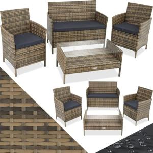 TecTake® Conjunto Jardín Exterior de Ratán y Acero, Muebles…