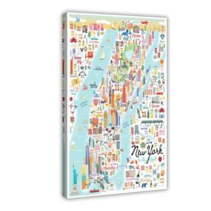 Póster artístico de mapa de dibujos animados de la ciudad d…