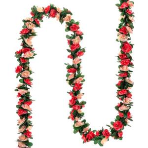 MWOOT 4 Piezas 2.5 m Guirnalda de Rosas Artificiales, Flore…