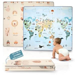HuBorns - Alfombra Bebe Acolchada Plegable y Reversible con…