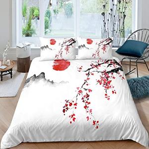 Funda Nordica Cama 90 Flores de Cerezo Japonesas, Microfibr…