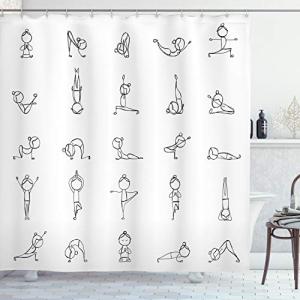 ABAKUHAUS Yoga Cortina de Baño, Movimientos de Yoga Stickma…