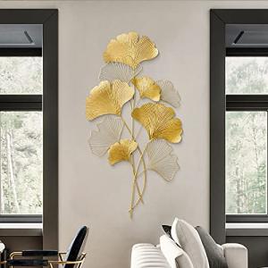 SanBouSi Decoración de pared Ginkgo 3D mural de metal, deco…