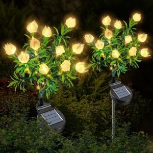 Qoosea Luces Solares Jardín Exterior, 2 Piezas Luz Solar de…