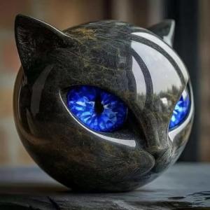 Escultura De Piedra De Gato Negro, Escultura Negra De La Ca…