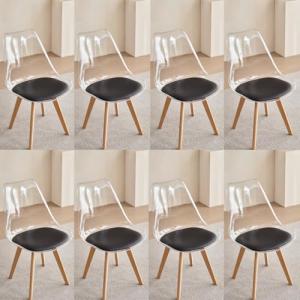 HJhomeheart Juego de 8 Sillas de Comedor Transparentes Mode…