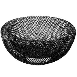 DRW Frutero Redondo de Rejilla de Metal en Negro 25x12cm