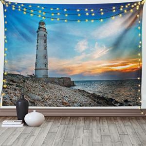ABAKUHAUS Marítimo Tapiz de Pared y Cubrecama Suave, Faro e…