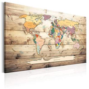 decomonkey Cuadro Lienzo Mapa del Mundo 120x80 cm 1 pieza I…