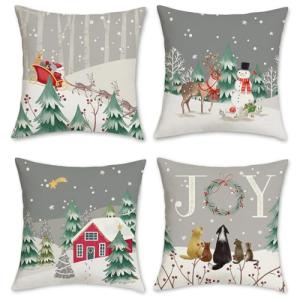 Bonhause Fundas Cojines Navidad Invierno Gris 45 x 45 cm Fu…