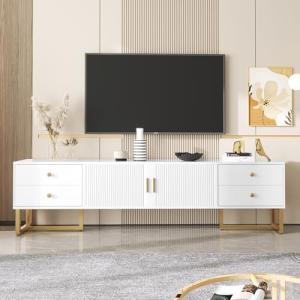 Moimhear Mueble de TV de panel bajo con puerta texturizada,…