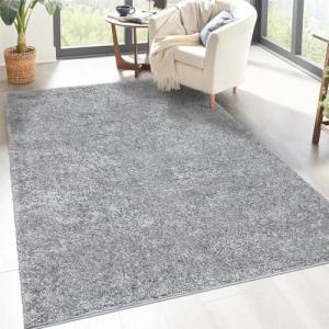 Alfombra Shaggy de pelo largo – 150 x 150 cm cuadrada – gri…