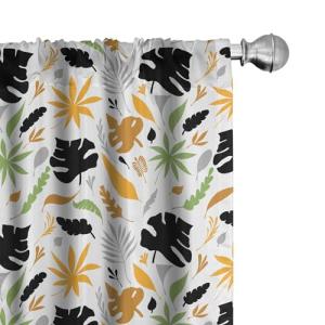 ABAKUHAUS Hojas Juego de 2 Paños Cortinas, Follaje Tropical…