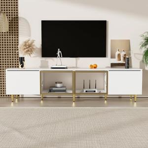 KecDuey Mueble de TV de 170 cm, mueble bajo blanco minimali…