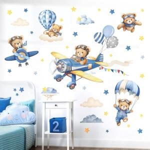 decalmile Pegatinas de Pared Avión Animales Oso Vinilos Dec…