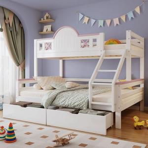 NQSLDM Litera de 90 x 200 y 140 x 200 cm con cajones y vent…