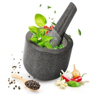 Smart Planet Mortero con mano de granito – Mortero de piedr…