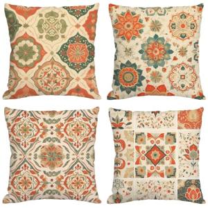Color Naranja Cojines Exterior Impermeable Lino Fundas Coji…