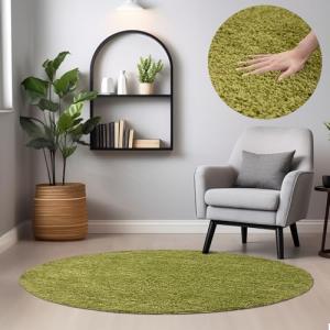 HomebyHome Alfombra Salon Peludo de Pelo Largo Verde 200 cm…