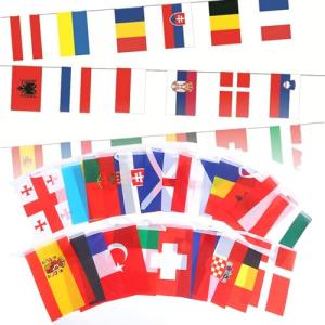 Xiujuers 2 guirnaldas de banderas europeas 2024 (14 * 21cm)