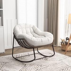 Silla mecedora acolchada con respaldo, sillón reclinable re…