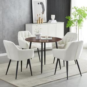 Moderno juego de mesa de comedor redonda con 4 sillas de ef…