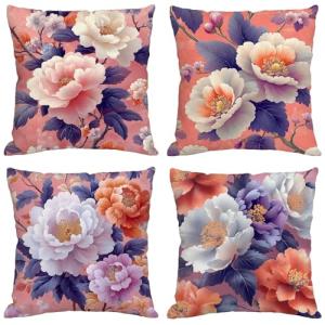 Rosa Cojines Exterior Impermeable Lino Fundas Cojines 80x80…