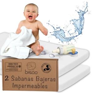 Bisoo Sabanas Capazo Bebe 35x75 cm - Sabanas Bajeras Imperm…