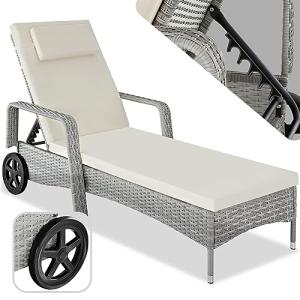 tectake®, Tumbona Chaise Longue, Ajustable de Poliratán con…