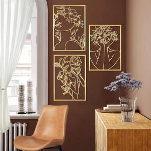 Yuaaoh Decoración Pared Metal Dorado 3 Piezas Escultura Par…