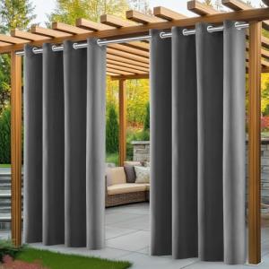 PITMT Cortinas Exterior Terraza, 2 Piezas Cortina Exterior…