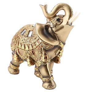 Estatua de Elefante Feng Shui Hecha de Poliresina Dorada, H…