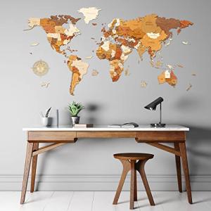 Mapa del mundo de madera para decoración de pared – multica…