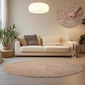 HomebyHome Alfombra Salon Peludo de Pelo Largo Beige 80 cm…
