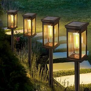 Balizas Solares de Jardin 4 Paquete, Luz Solar Exterior Jar…