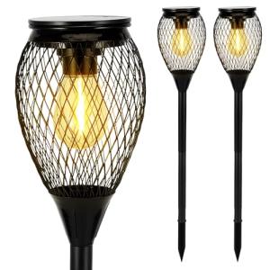 ALLOMN Lámparas solares para jardín exterior, 2 unidades, e…