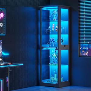 Gurexl 180CM Vitrina de Cristal con LED luz y Sensor de Mov…