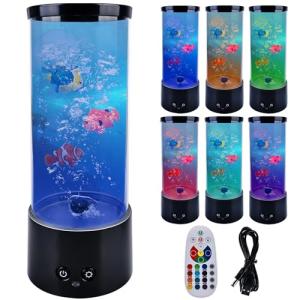 Vegena Lámpara de lava para acuario con pez, luz nocturna L…
