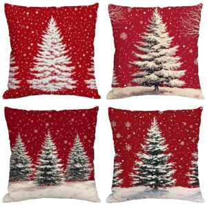 Funda Cojin 65x65 cm, Juego de 4 Fundas de Cojines Navidad…