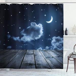 ABAKUHAUS Azul Oscuro Cortina de Baño, Vivid Cielo Nocturno…