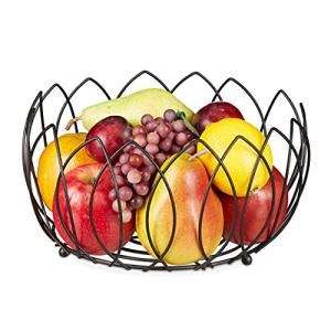Relaxdays Frutero, Cesta Frutas Decorativa, Redondo, Rejill…